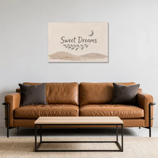 Sweet Dreams Beneath a Sage Half Moon - Canvas Wall Art - Sofa - 36x24