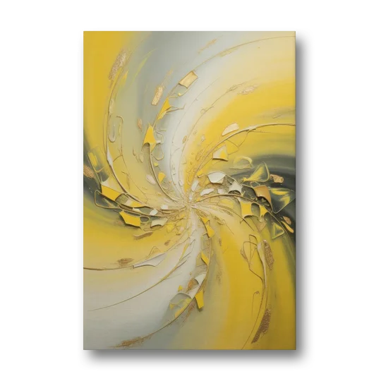 Swirling Elegance Yellow Abstract - Canvas Wall Art - Front