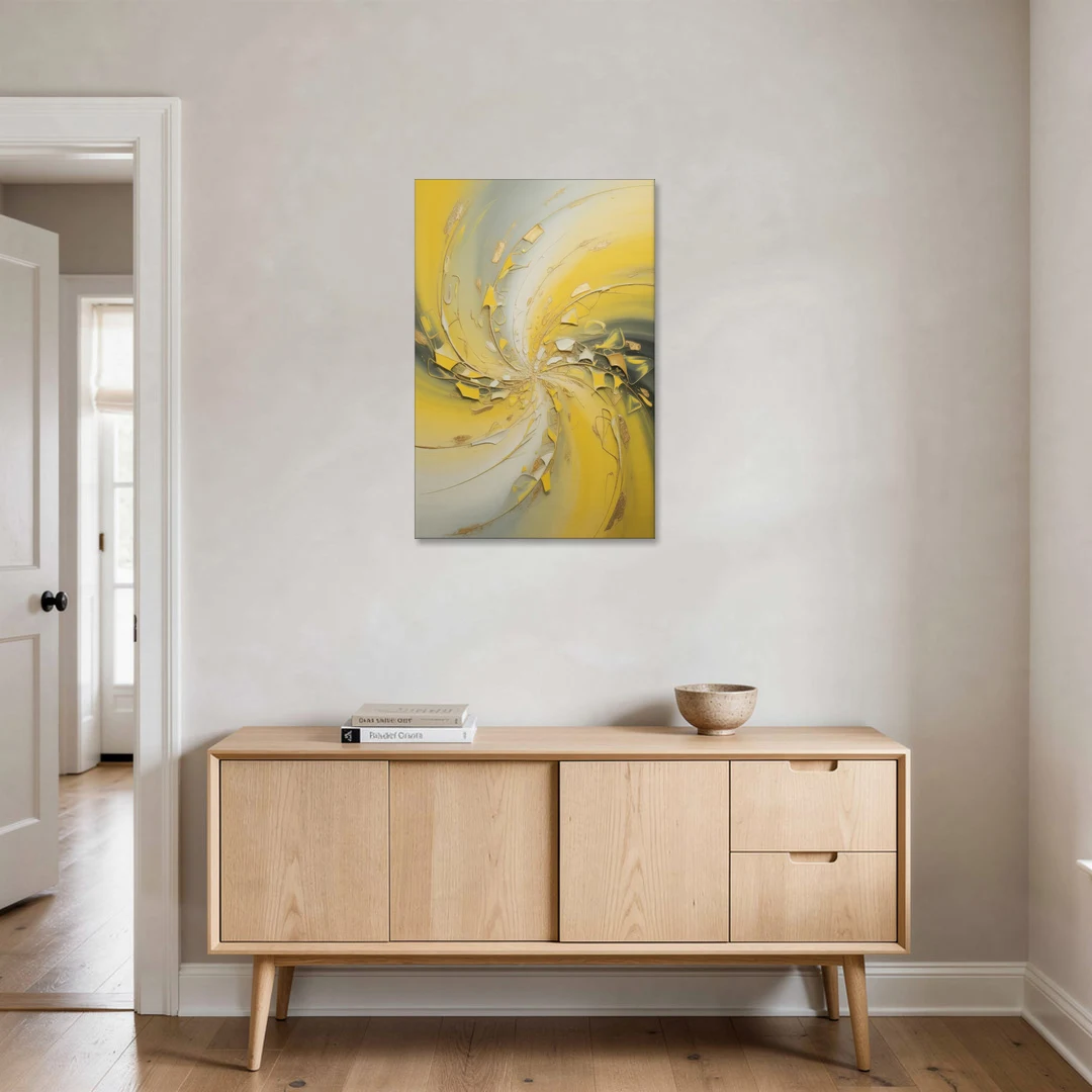 Swirling Elegance Yellow Abstract - Canvas Wall Art - Coffee Table - 24x36