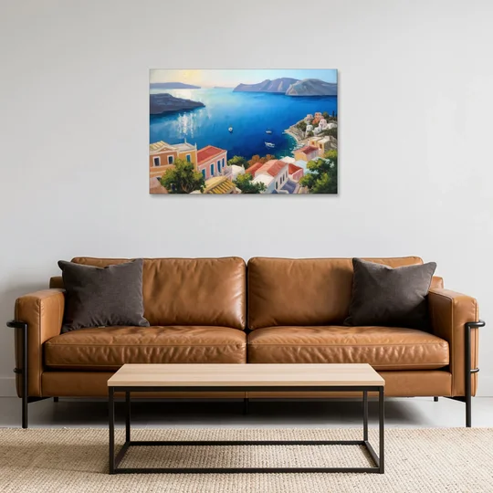 Symi Island Escape - Canvas Wall Art - Sofa - 36x24
