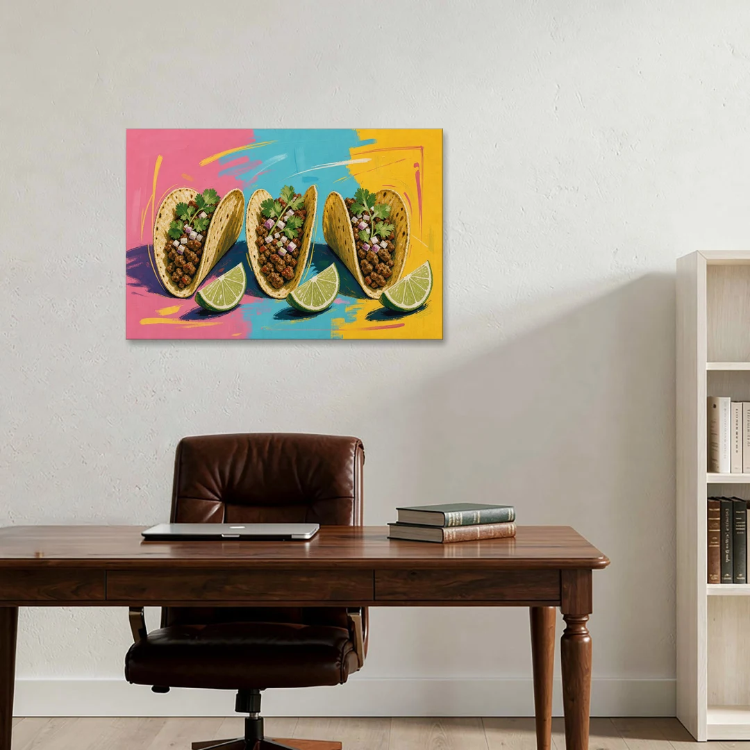 Taco Art Trio with Lime Wedges - Canvas Wall Art - Office - 36x24