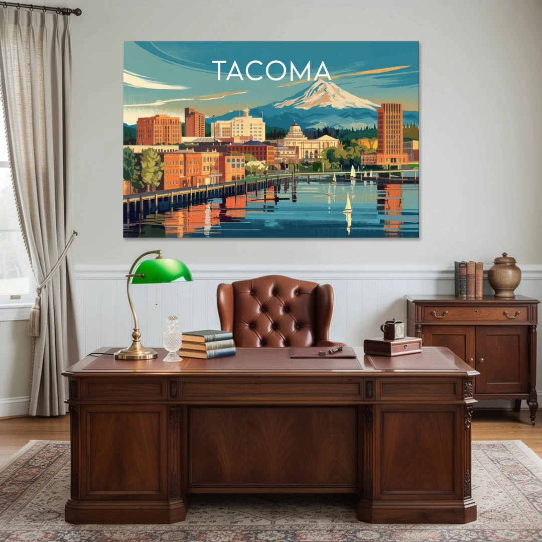 Tacoma Downtown Charm - Canvas Wall Art - Office - 60x40