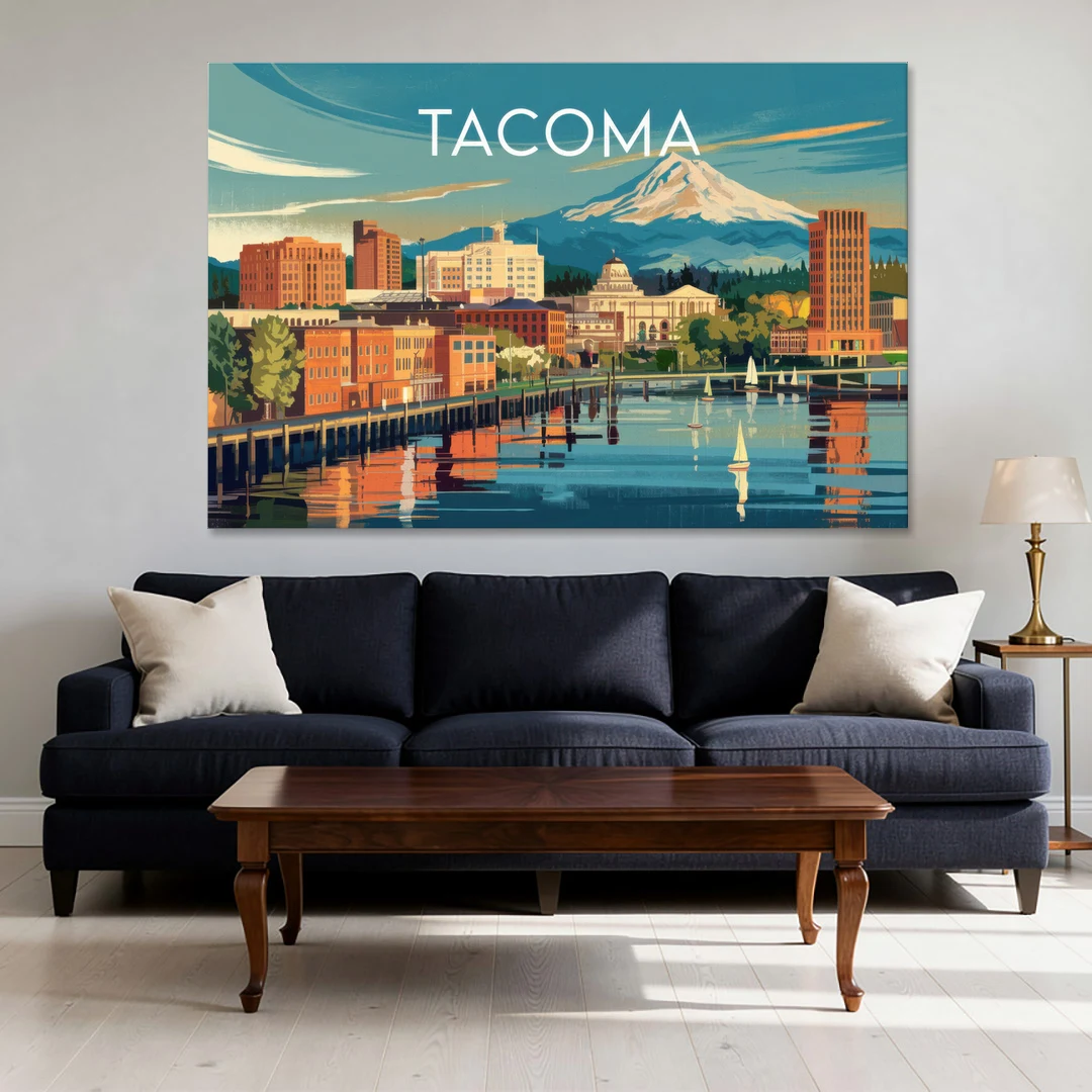 Tacoma Downtown Charm - Canvas Wall Art - Sofa - 60x40