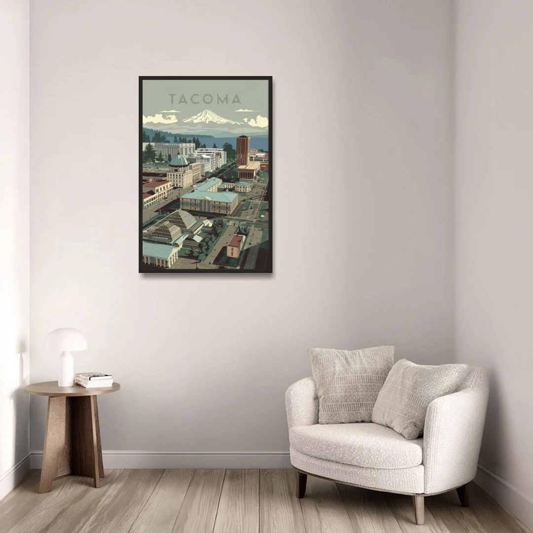 Tacoma Historic Landmarks - Black Framed Canvas Wall Art - Sofa - 24x36