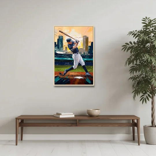 Tacoma Mariners Fan Tribute - Oak Framed Canvas Wall Art - Coffee Table - 24x36