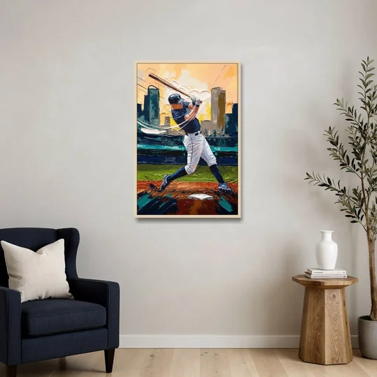 Tacoma Mariners Fan Tribute - Oak Framed Canvas Wall Art - Sofa - 24x36