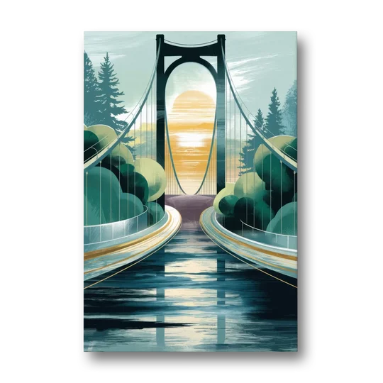 Tacoma Narrows Bridge Scene - Canvas Wall Art - Front