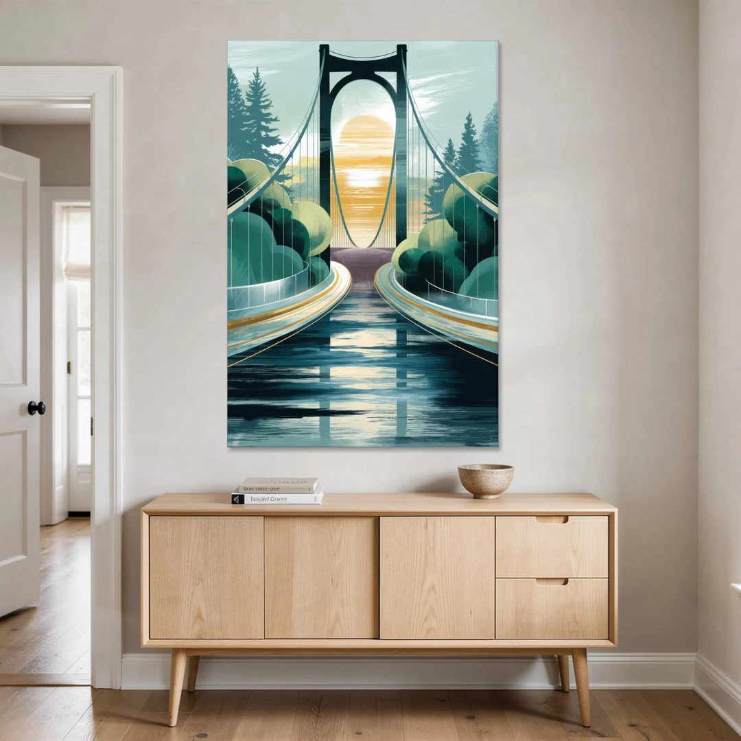 Tacoma Narrows Bridge Scene - Canvas Wall Art - Coffee Table - 40x60