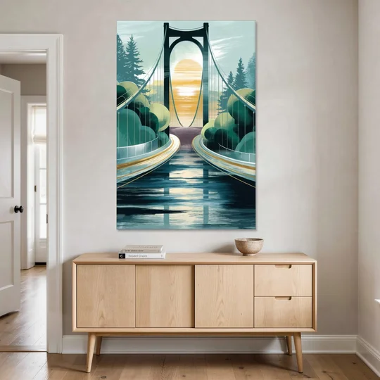 Tacoma Narrows Bridge Scene - Canvas Wall Art - Coffee Table - 40x60