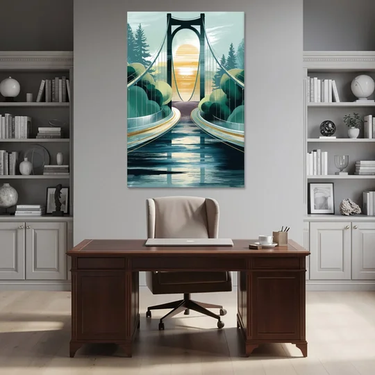 Tacoma Narrows Bridge Scene - Canvas Wall Art - Office - 40x60