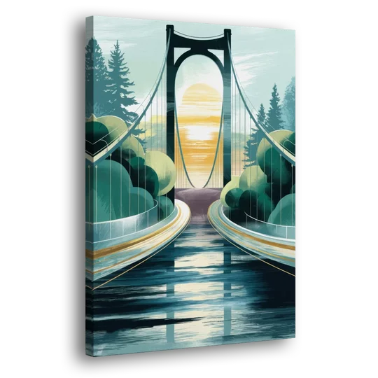 Tacoma Narrows Bridge Scene - Canvas Wall Art - Side