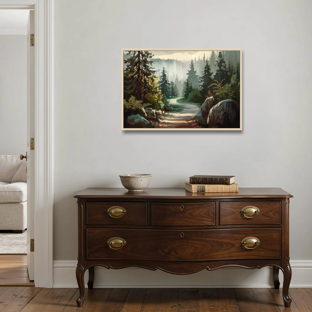 Tacoma Pacific Northwest Beauty - Oak Framed Canvas Wall Art - Coffee Table - 36x24