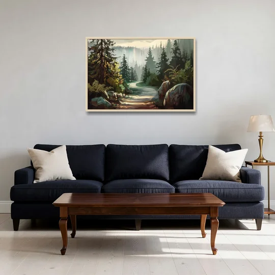 Tacoma Pacific Northwest Beauty - Oak Framed Canvas Wall Art - Sofa - 36x24