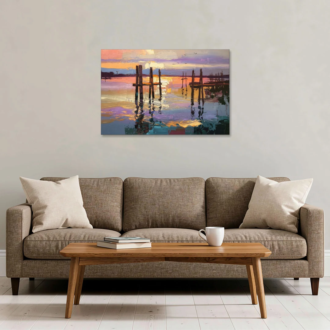 Tacoma Waterfront Sunset - Canvas Wall Art - Sofa - 36x24