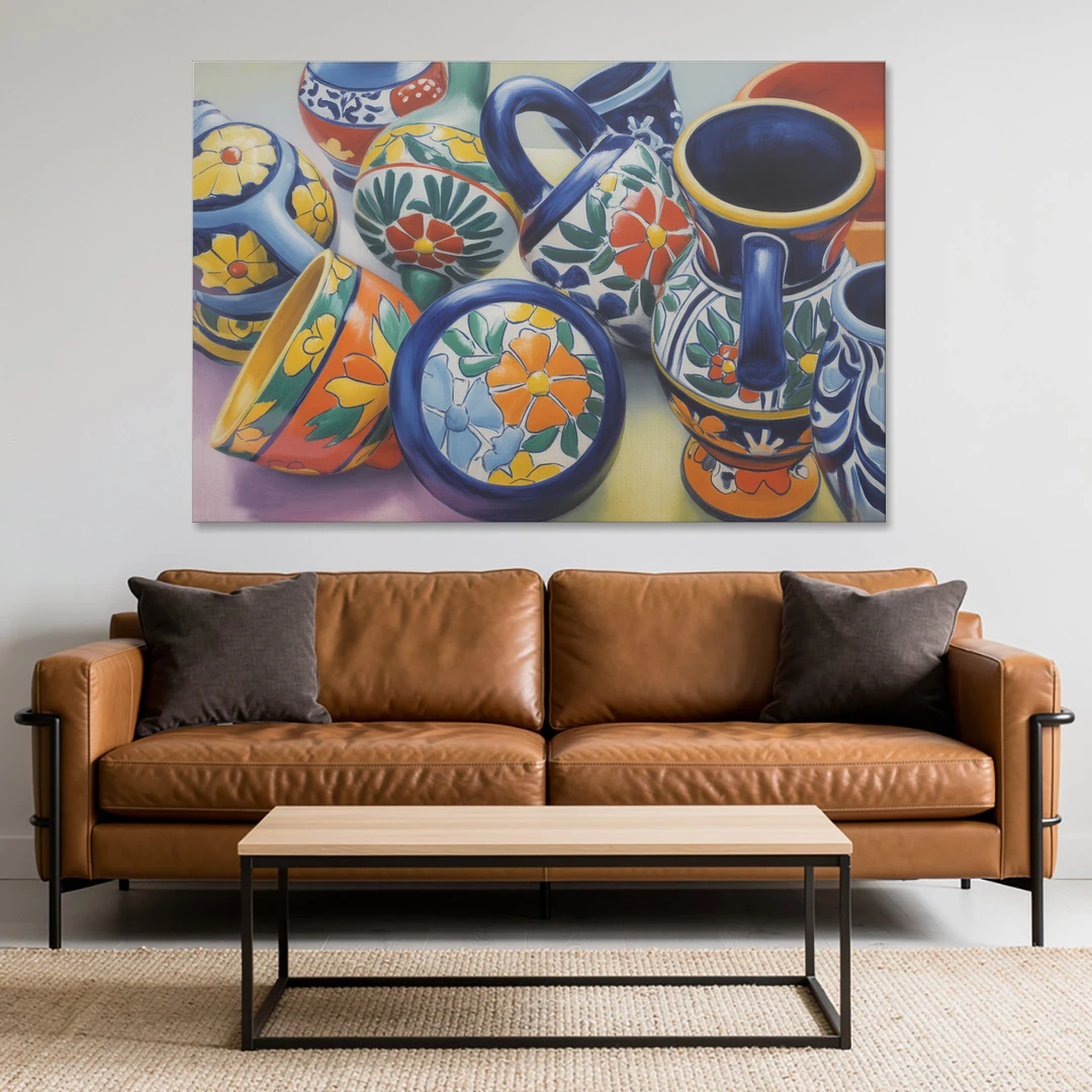 Talavera Pottery Colors - Canvas Wall Art - Sofa - 60x40