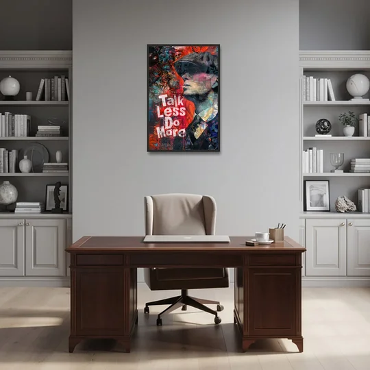 Talk Less Do More - Black Framed Canvas Wall Art - Office - 24x36