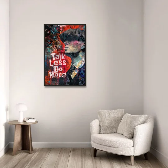 Talk Less Do More - Black Framed Canvas Wall Art - Sofa - 24x36