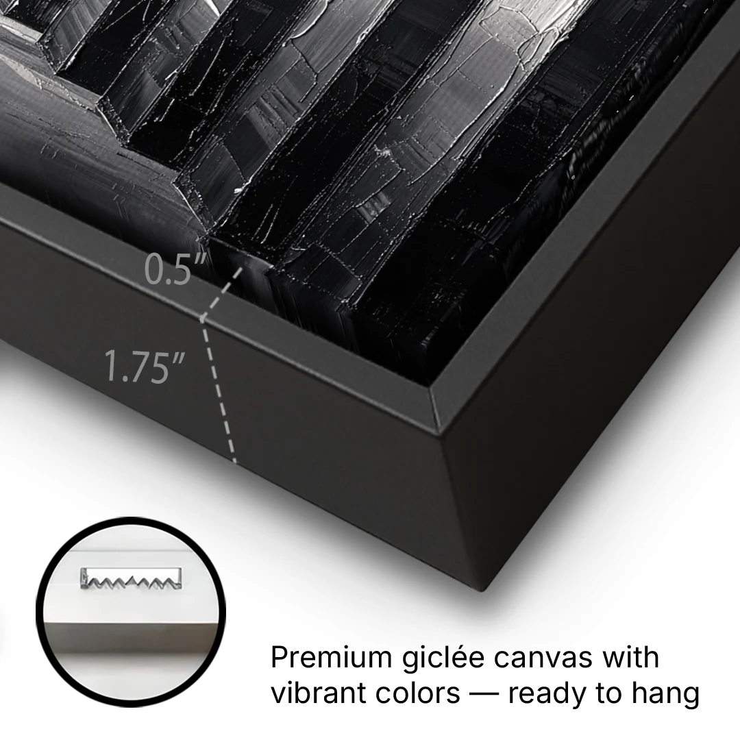 Tall Narrow Wall Art of Stairs Into White Light - Black Framed Canvas Wall Art - Gallery Wrap Corner