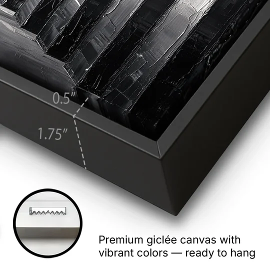 Tall Narrow Wall Art of Stairs Into White Light - Black Framed Canvas Wall Art - Gallery Wrap Corner