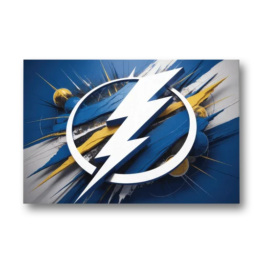 Tampa Bay Lightning Inspired Abstract Lightning Bolt Artwork - Canvas Wall Art - Front