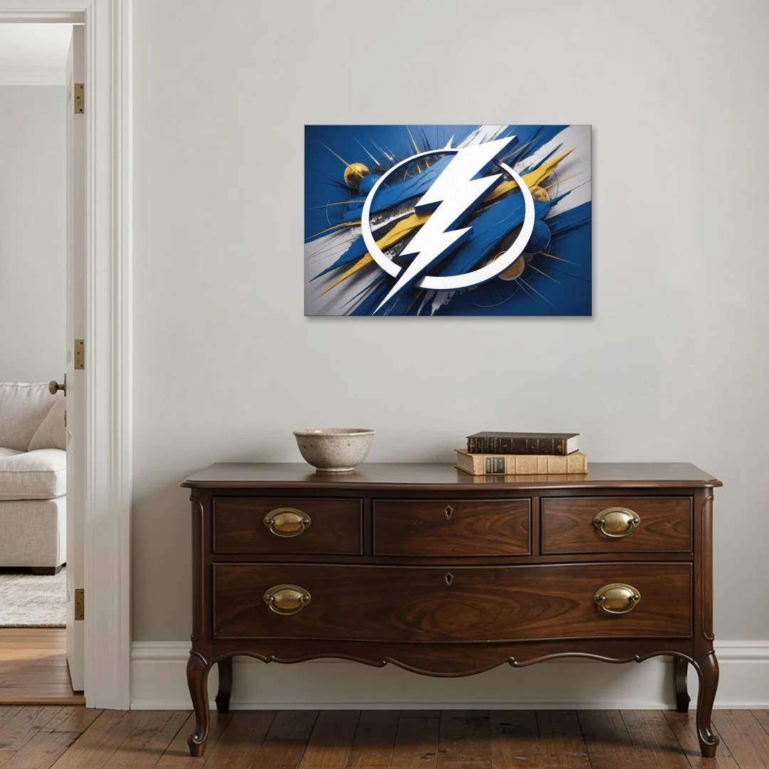 Tampa Bay Lightning Inspired Abstract Lightning Bolt Artwork - Canvas Wall Art - Coffee Table - 36x24