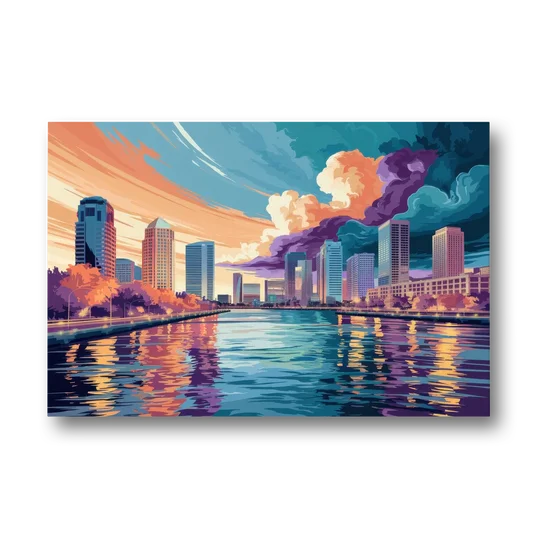 Tampa Bay Skyline Panorama - Canvas Wall Art - Front