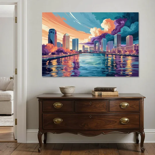 Tampa Bay Skyline Panorama - Canvas Wall Art - Coffee Table - 60x40