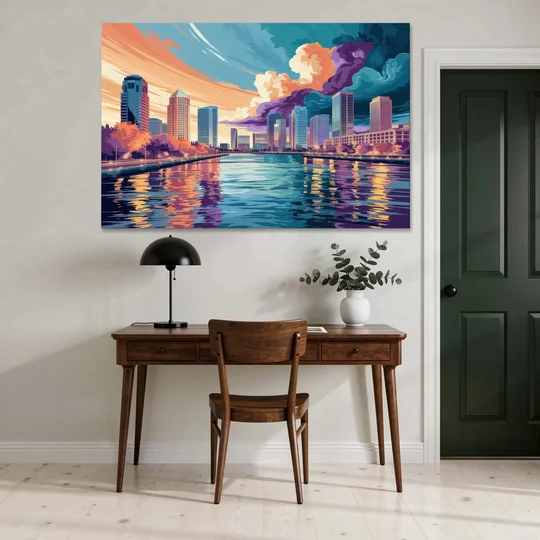 Tampa Bay Skyline Panorama - Canvas Wall Art - Office - 60x40