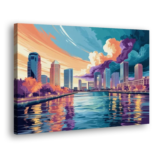Tampa Bay Skyline Panorama - Canvas Wall Art - Side
