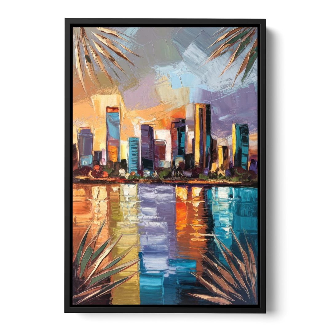 Tampa Downtown Harbor - Black Framed Canvas Wall Art - Front