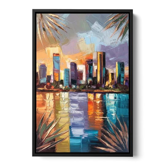 Tampa Downtown Harbor - Black Framed Canvas Wall Art - Front
