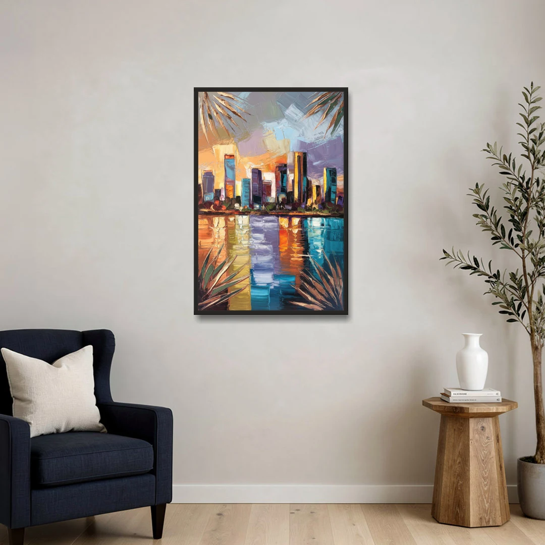 Tampa Downtown Harbor - Black Framed Canvas Wall Art - Sofa - 24x36