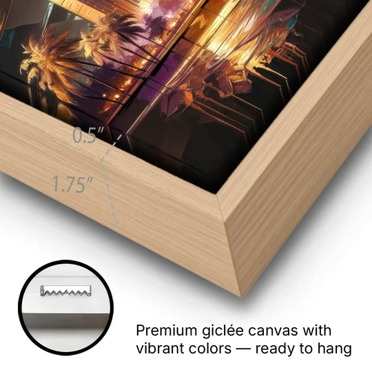 Tampa Modern Downtown View - Oak Framed Canvas Wall Art - Gallery Wrap Corner