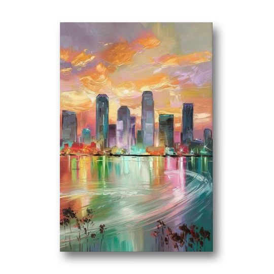 Tampa Skyline at Sunset - Canvas Wall Art - Front