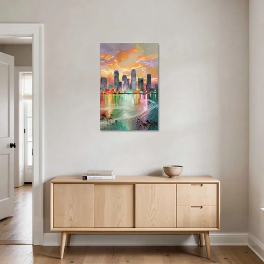 Tampa Skyline at Sunset - Canvas Wall Art - Coffee Table - 24x36