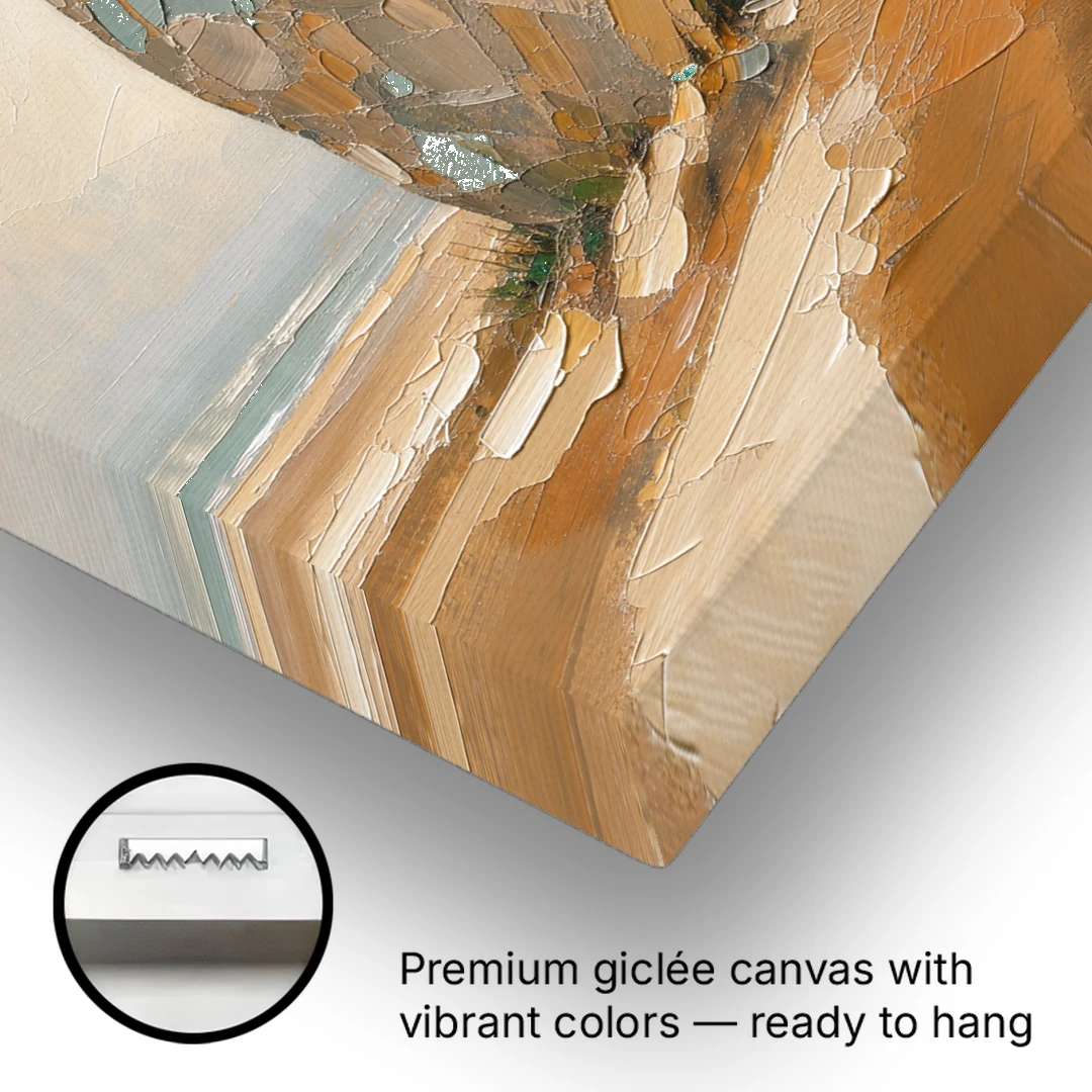 Taupe Abstract Weathered Standing Stone - Canvas Wall Art - Gallery Wrap Corner