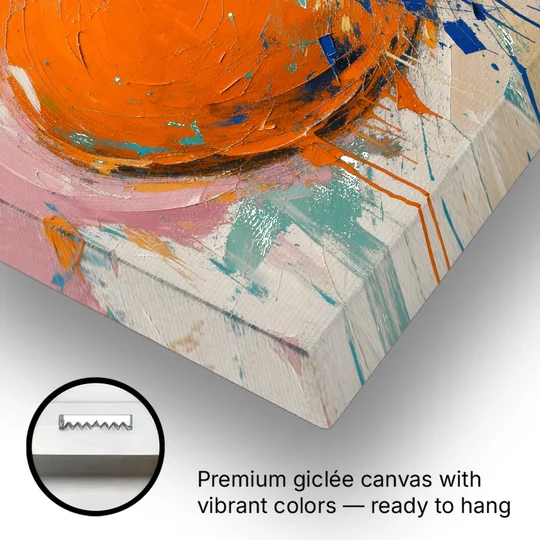 Teal and Orange Wall Art of a Tangerine Collision - Canvas Wall Art - Gallery Wrap Corner