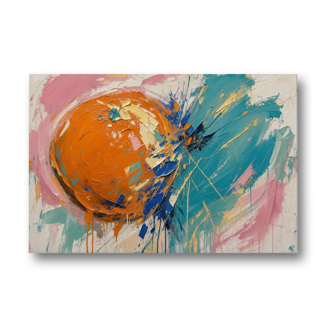 Teal and Orange Wall Art of a Tangerine Collision - Canvas Wall Art - Front
