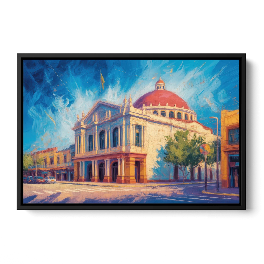 Teatro Macedonio Alcalá - Black Framed Canvas Wall Art - Front