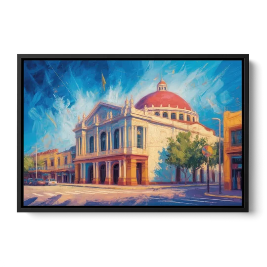 Teatro Macedonio Alcalá - Black Framed Canvas Wall Art - Front