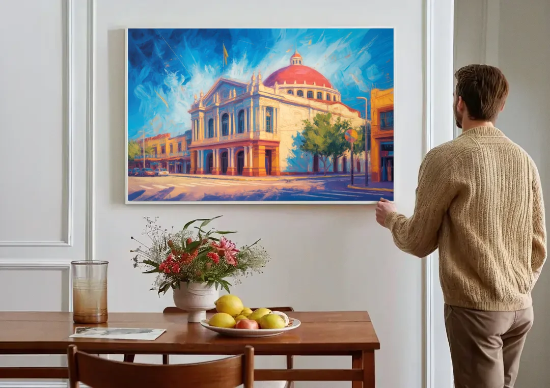 Teatro Macedonio Alcalá canvas wall art above a dining table