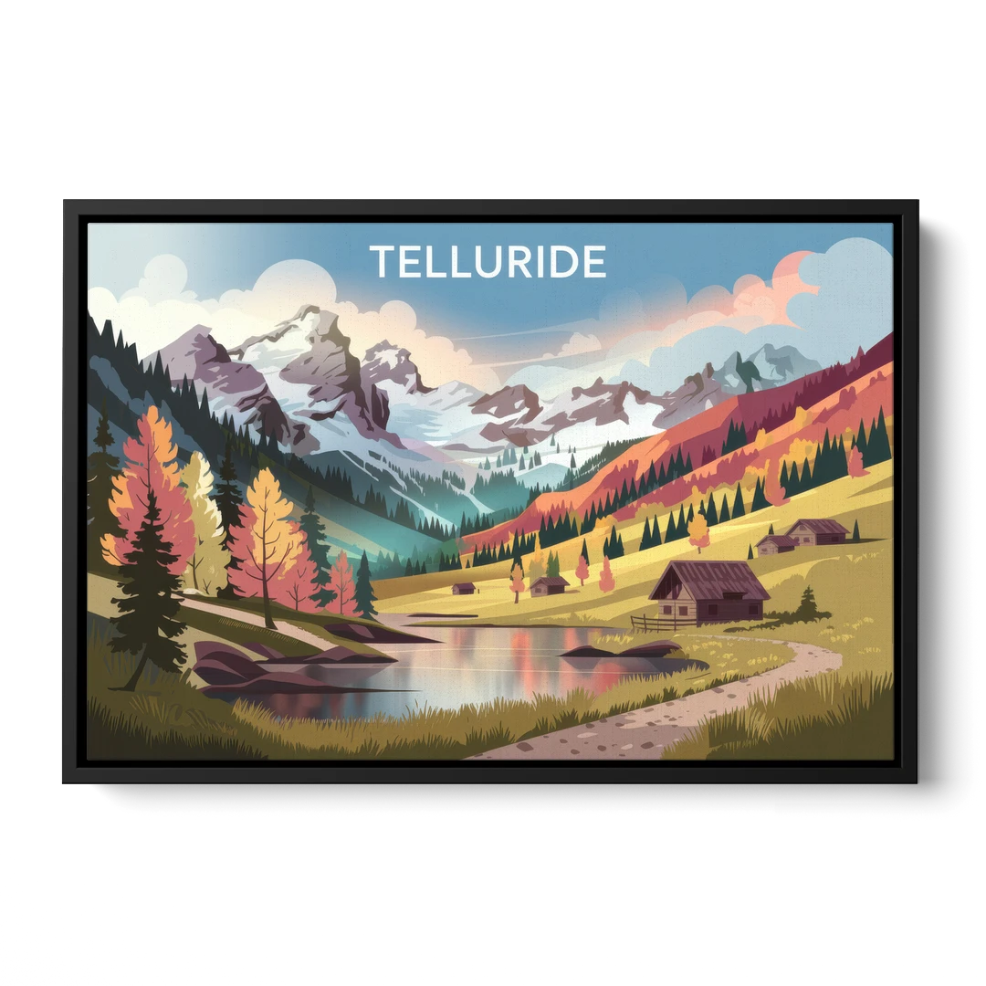 Telluride Alpine Landscape - Black Framed Canvas Wall Art - Front