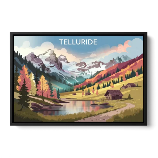 Telluride Alpine Landscape - Black Framed Canvas Wall Art - Front