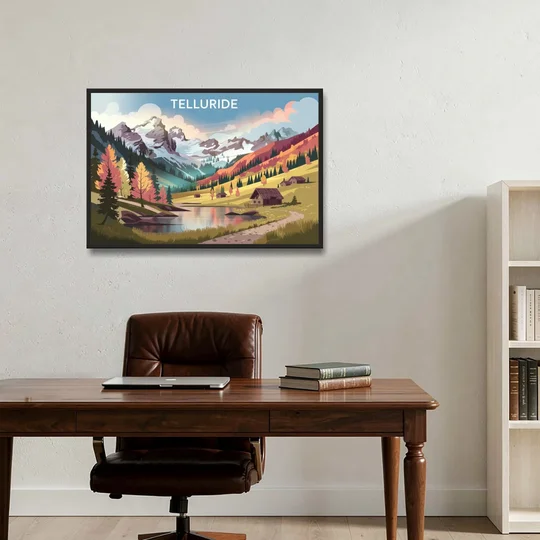 Telluride Alpine Landscape - Black Framed Canvas Wall Art - Office - 36x24