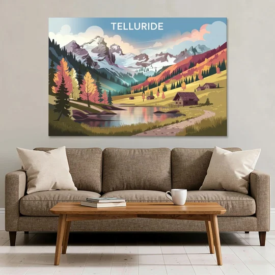 Telluride Alpine Landscape - Canvas Wall Art - Sofa - 60x40