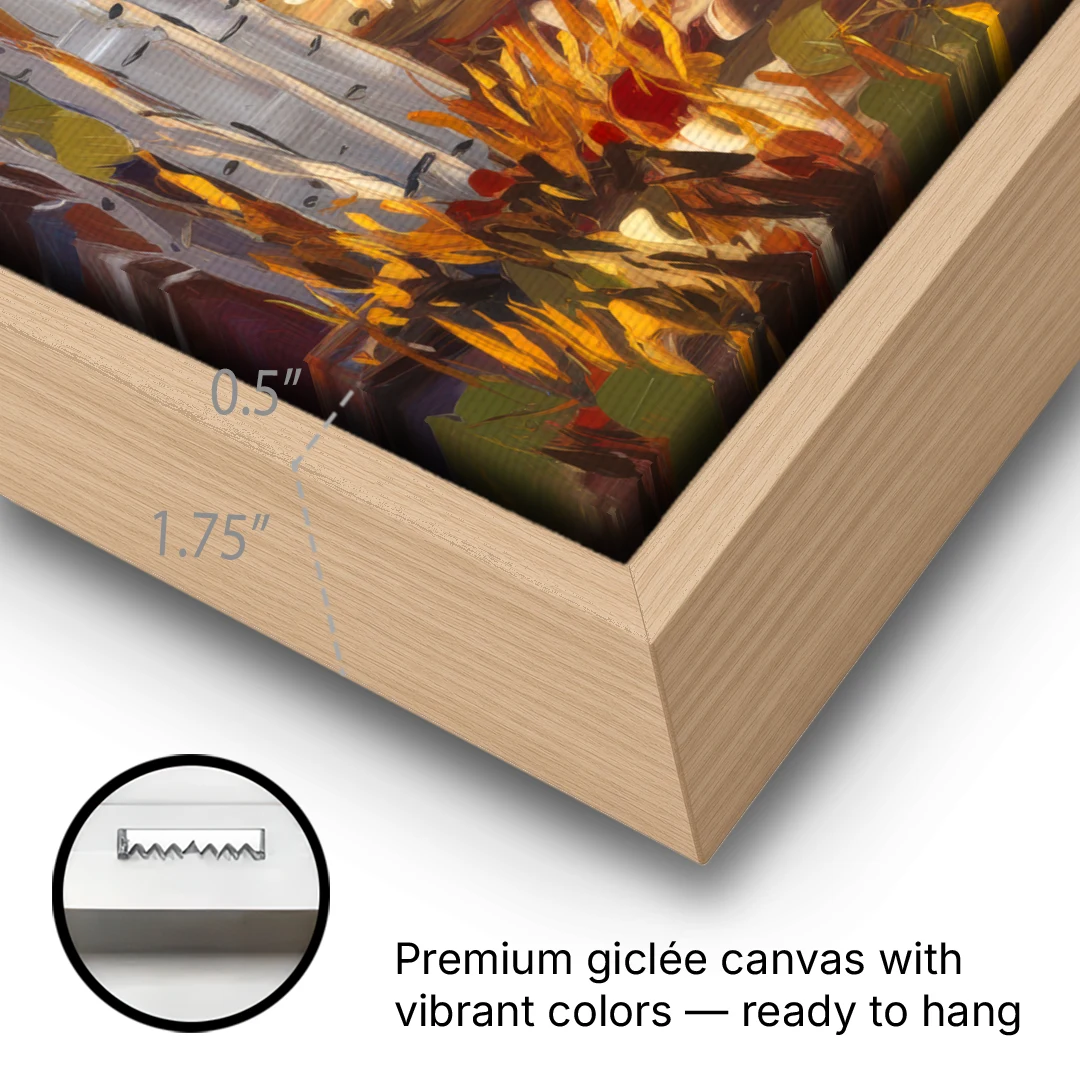 Telluride Autumn Aspen Forest - Oak Framed Canvas Wall Art - Gallery Wrap Corner