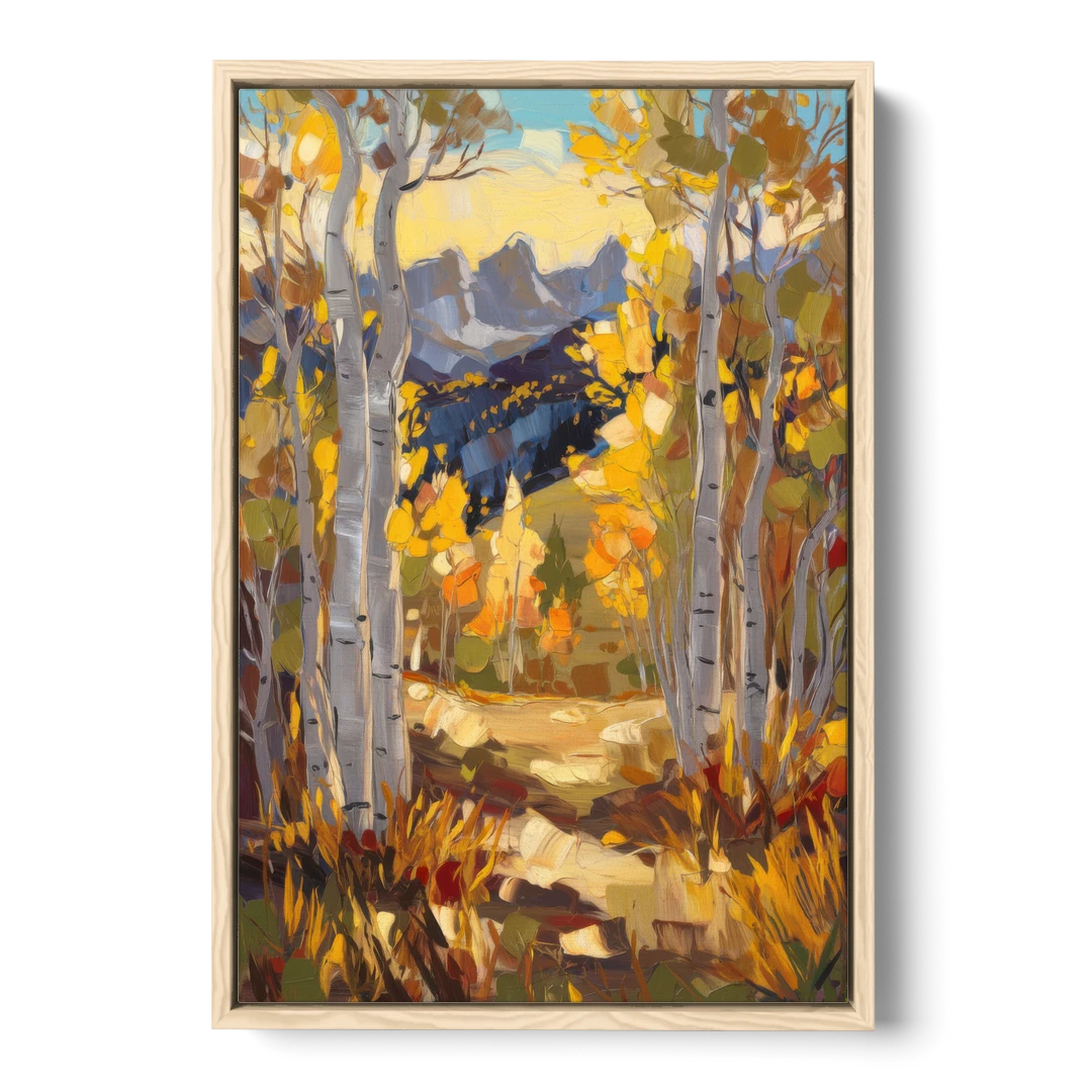 Telluride Autumn Aspen Forest - Oak Framed Canvas Wall Art - Front