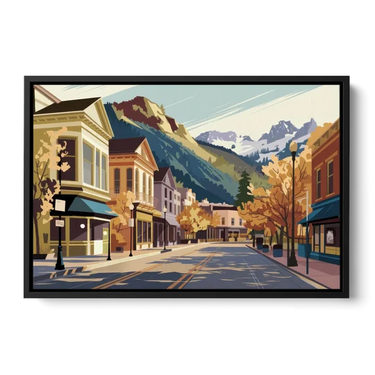 Telluride Historic Main Street - Black Framed Canvas Wall Art - Front