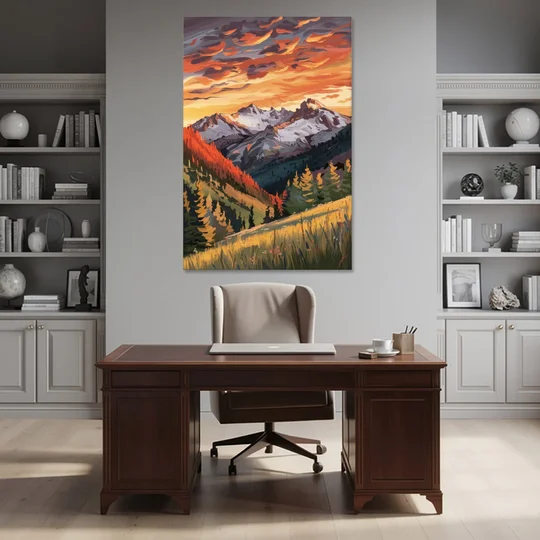 Telluride Mountain Sunset - Canvas Wall Art - Office - 40x60