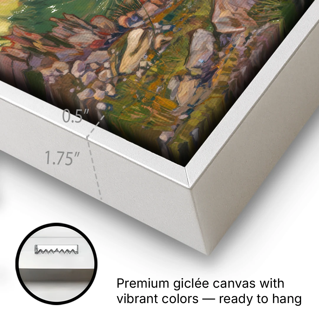 Telluride Rocky Mountain Peaks - White Framed Canvas Wall Art - Gallery Wrap Corner